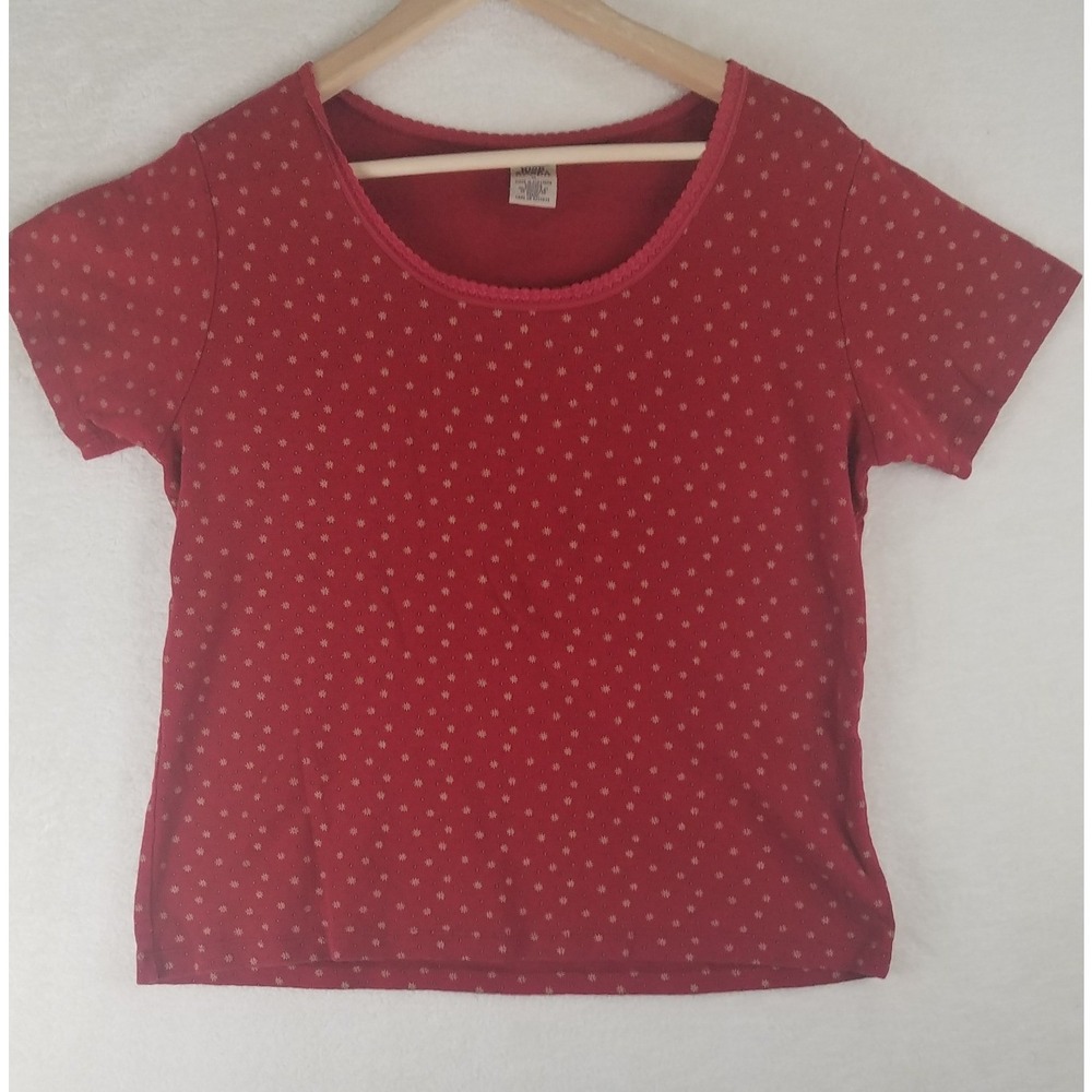 High Sierra Red Polka Dot Short Sleeve‎ Scoop Neck T-Shirt Women's XL